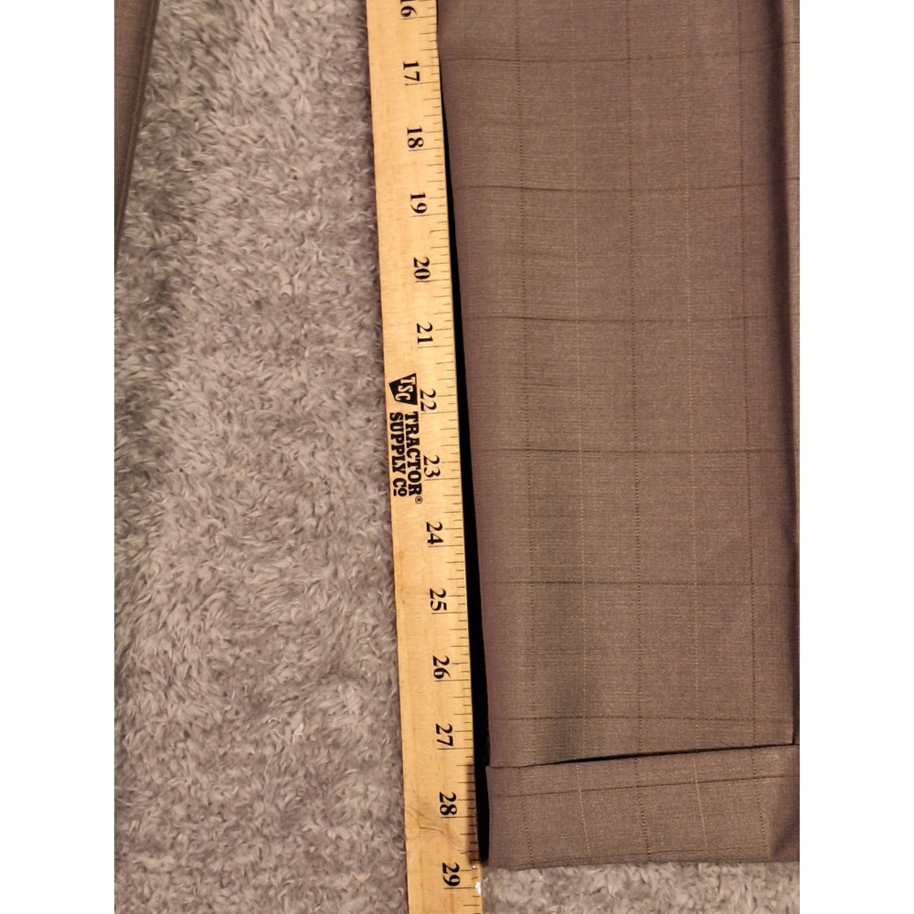 Luca Rossi Mens Plaid Wrinkle Resistant Slacks Trousers W48 I30 Taupe Capri NEW - Picture 7 of 12